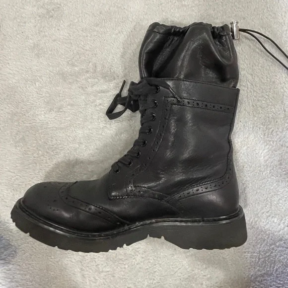 Prada Black Leather Combat Boots Size 7 - Picture 8 of 13